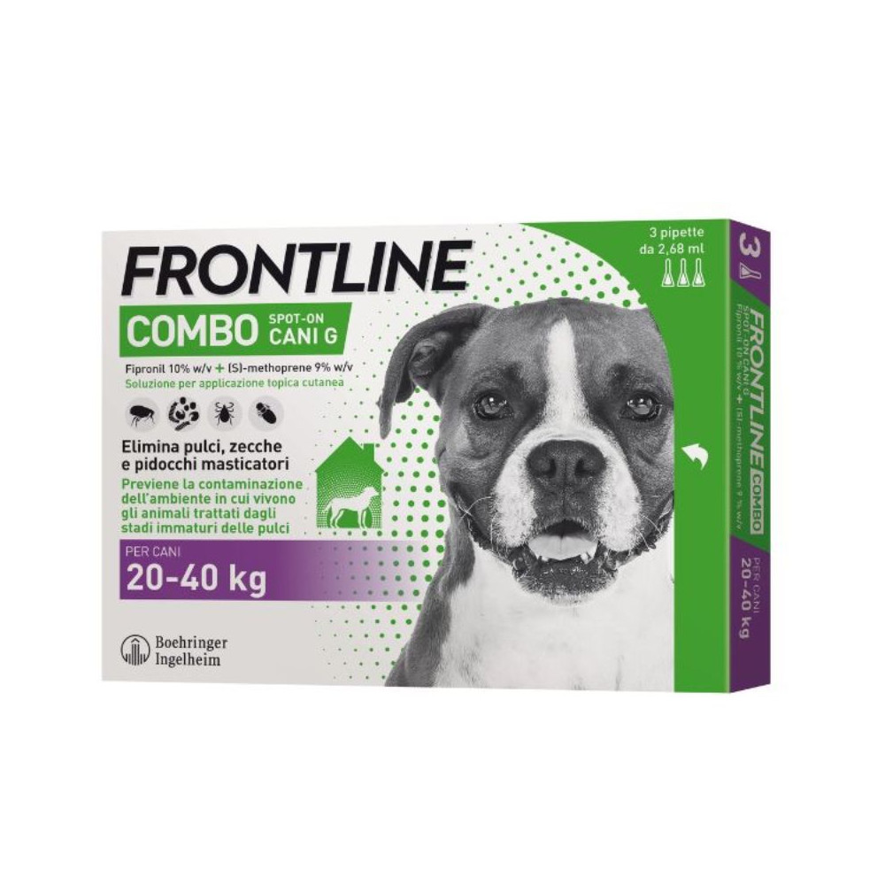 Frontline Combo per Cani 20-40 kg – Antiparassitario Spot-On contro Pulci, Zecche e Pidocchi, 3 Pipette