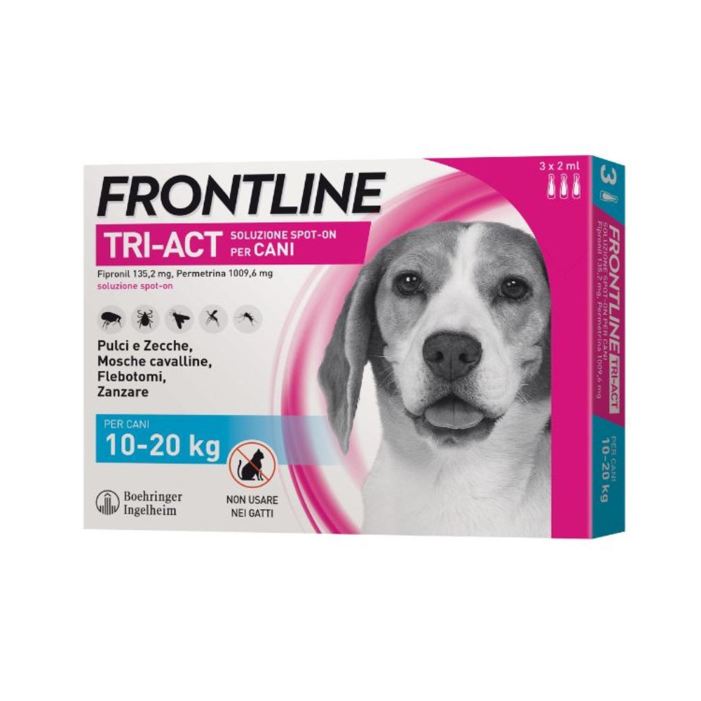Frontline Tri-Act per Cani 10-20 kg - Antiparassitario Spot-On con Protezione Completa, 3 Pipette