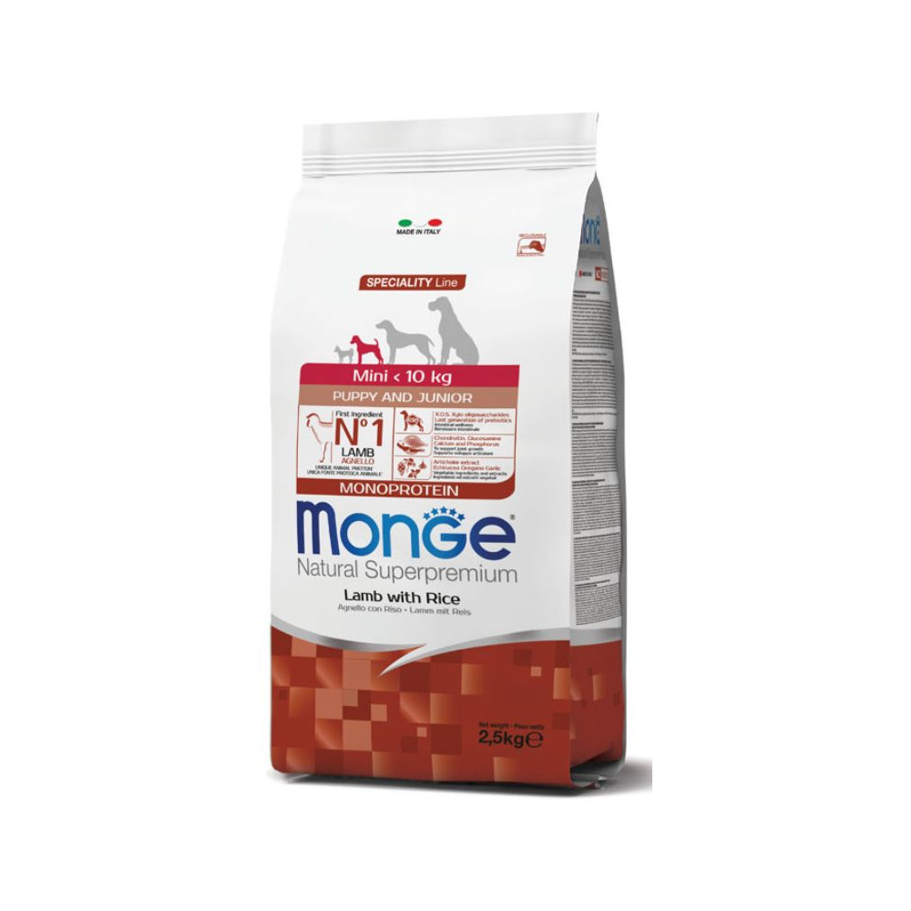 Monge Natural Superpremium Monoprotein Puppy & Junior Mini - Agnello - 2,5 kg