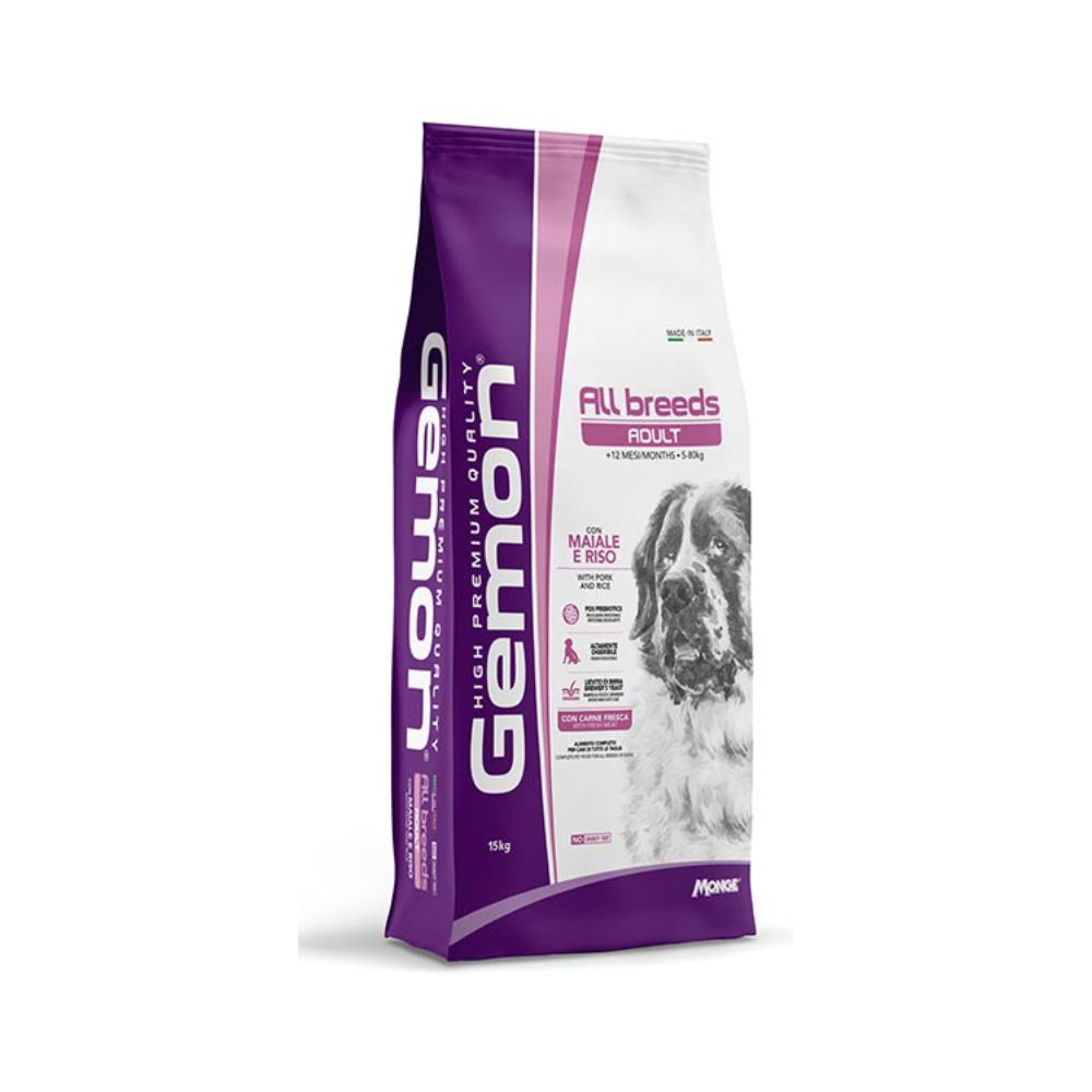 Gemon Dog Adult All Breeds - Maiale e Riso - 15 kg