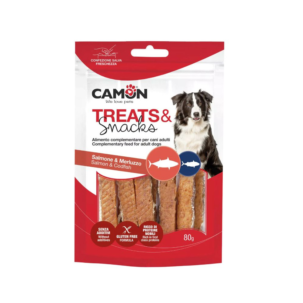 Camon Large Strips Dog Adult - Salmone e Merluzzo - 80 g