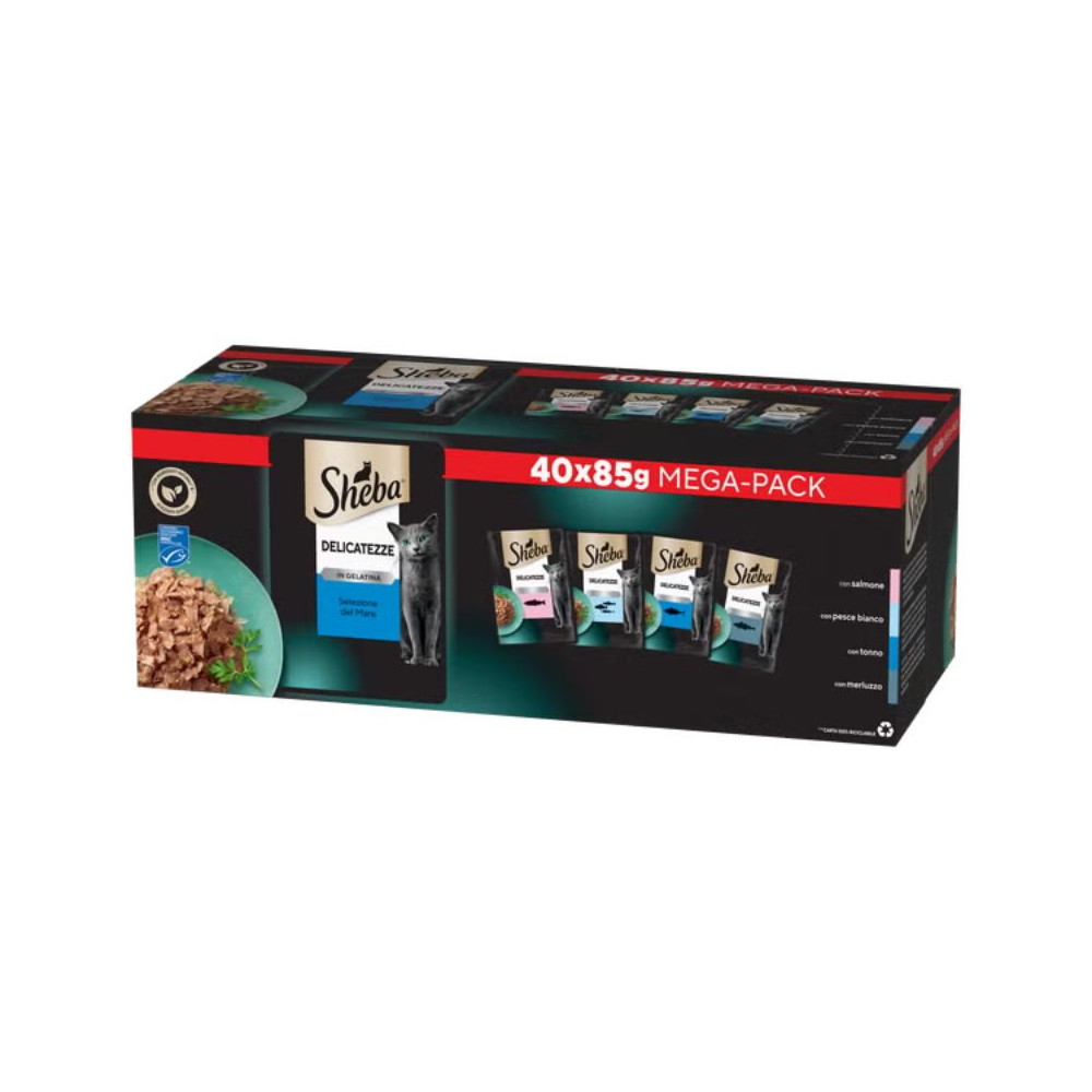 Sheba Delicatezze in Gelatina Cat Adult - Selezione del Mare - 40 x 85 g