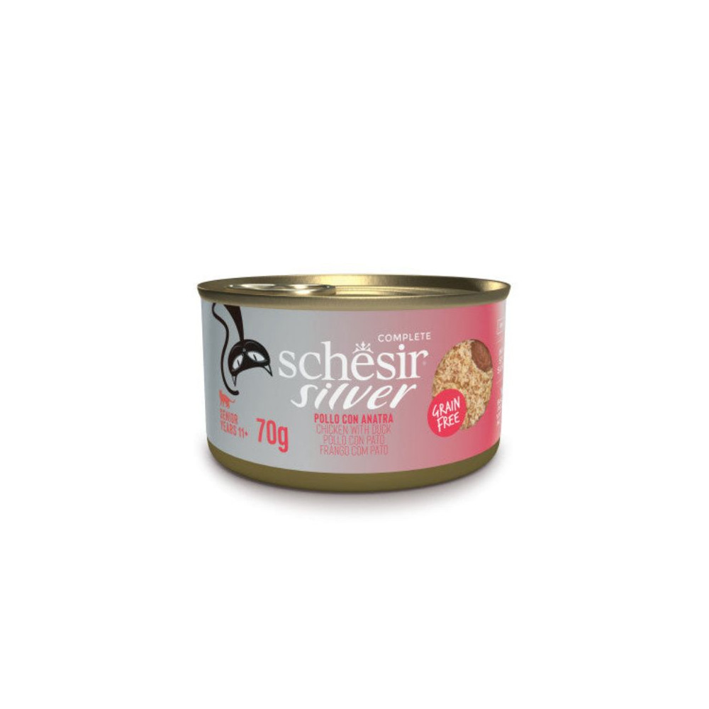 Schesir Silver Cat Senior - Mousse e Filetti di Pollo con Anatra - 70 g