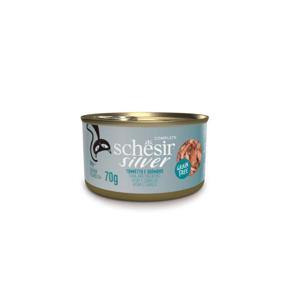 Schesir Silver Cat Senior - Filetti di Tonnetto e Sgombro in Brodo - 70 g