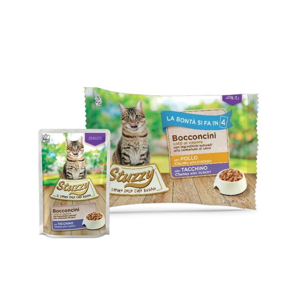 Stuzzy Bocconcini Multipack Sterilized Cat Adult -  2 Pollo e 2 Tacchino - 4 x 85 g