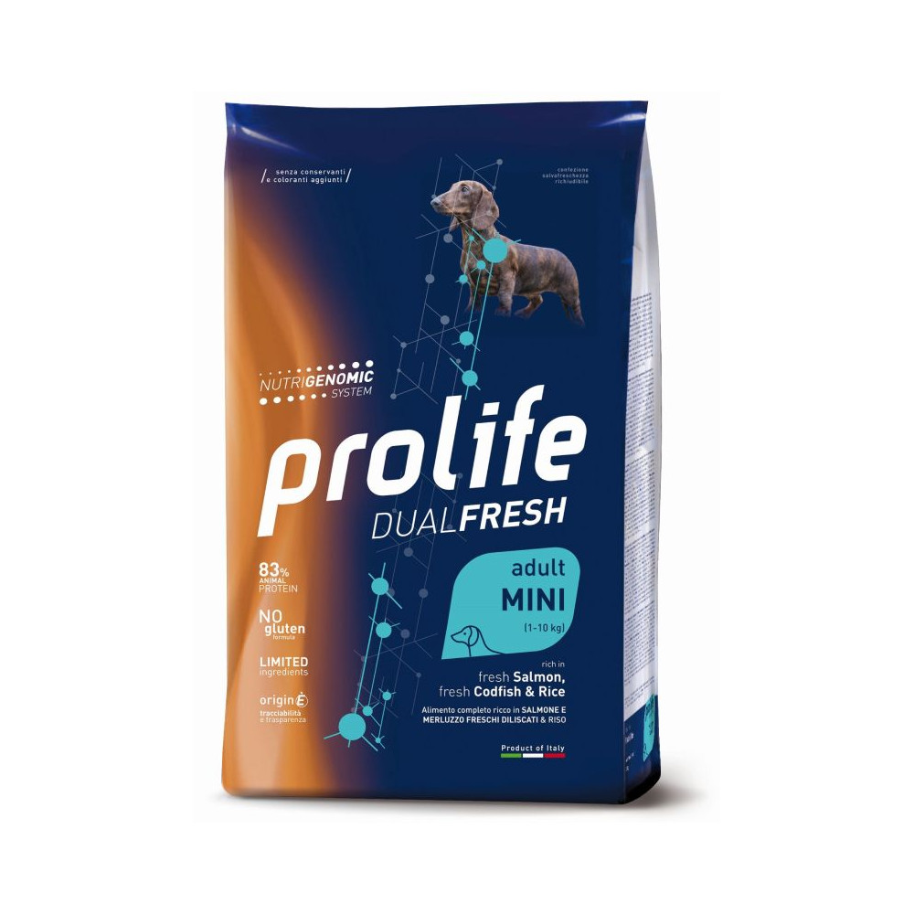 Prolife DualFresh Dog Adult Mini - Salmone Fresco, Merluzzo Fresco e Riso - 2 kg