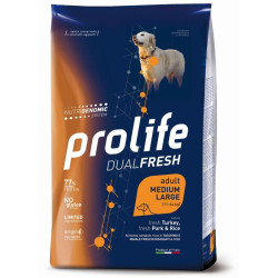 Prolife DualFresh Dog Adult Medium/Large - Tacchino Fresco, Maiale Fresco e Riso - 12 kg