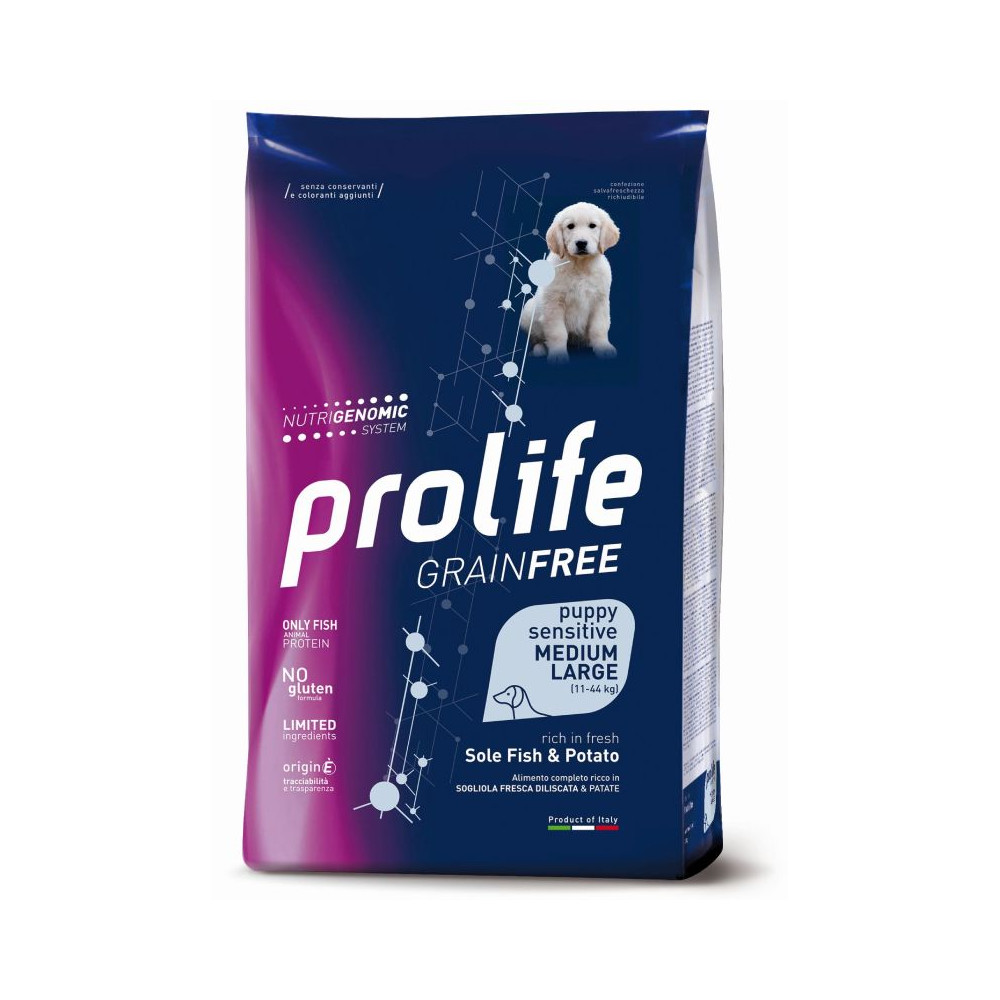 Prolife GrainFree Sensitive Puppy Medium/Large - Sogliola e Patate - 2,5 kg