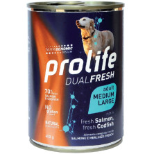 Prolife DualFresh Dog Adult Medium/Large - Salmone Fresco, Merluzzo Fresco e Riso - 400 g
