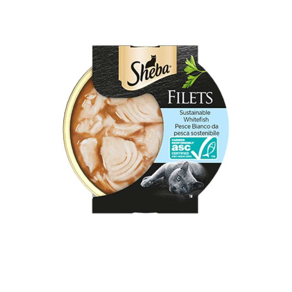 Sheba Filets Cat Adult - Pesce Bianco da Pesca Sostenibile - 60 g