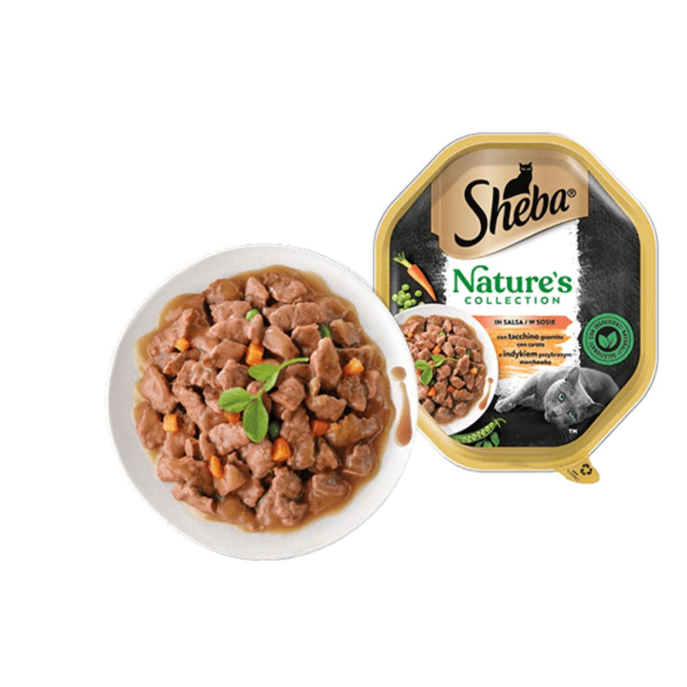 Sheba Nature's Collection in Salsa Cat Adult - Tacchino Guarnito con Carote - 85 g