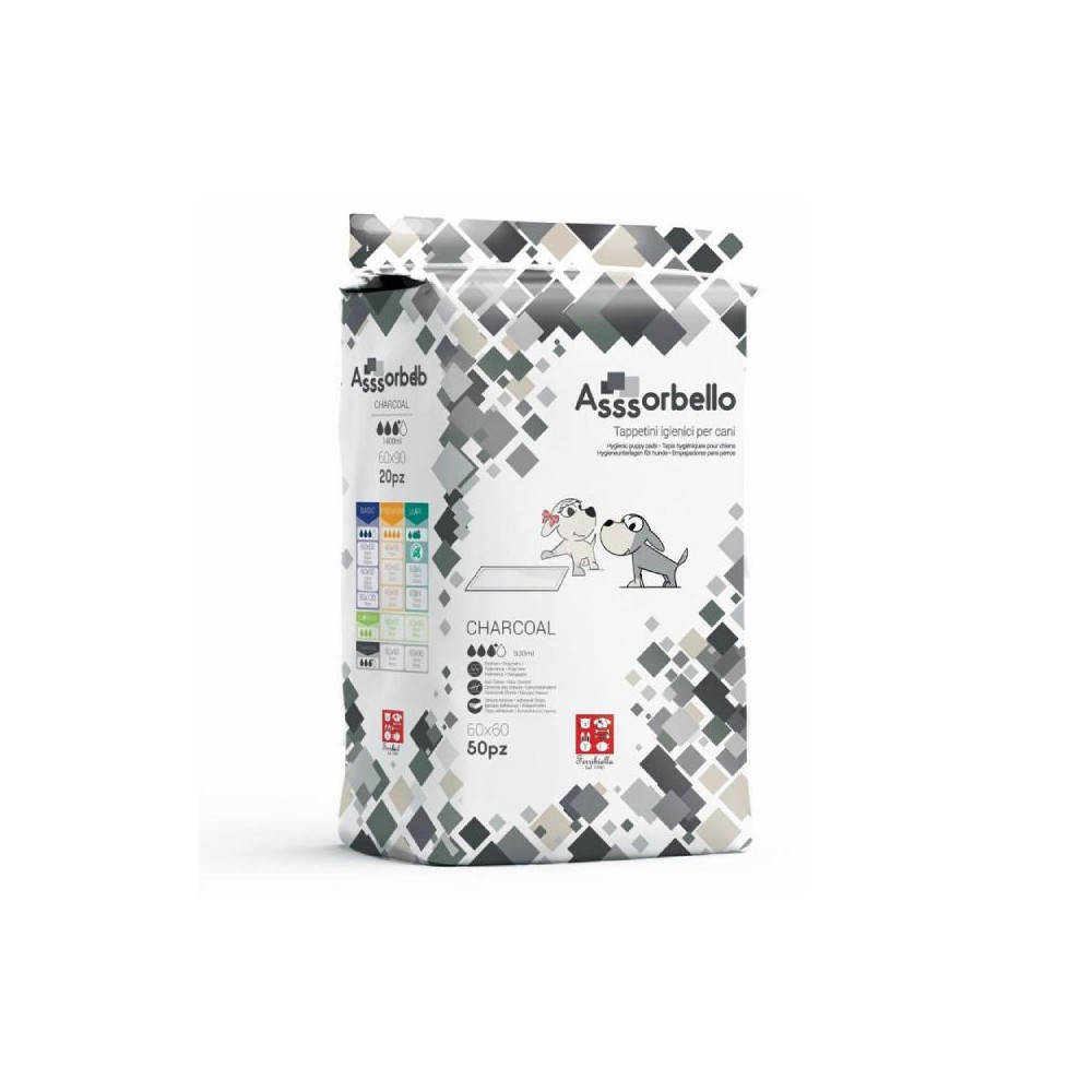 Ferribiella Assorbello Charcoal Tappetini Igienici per Cani - 60x60 cm - 50 pz