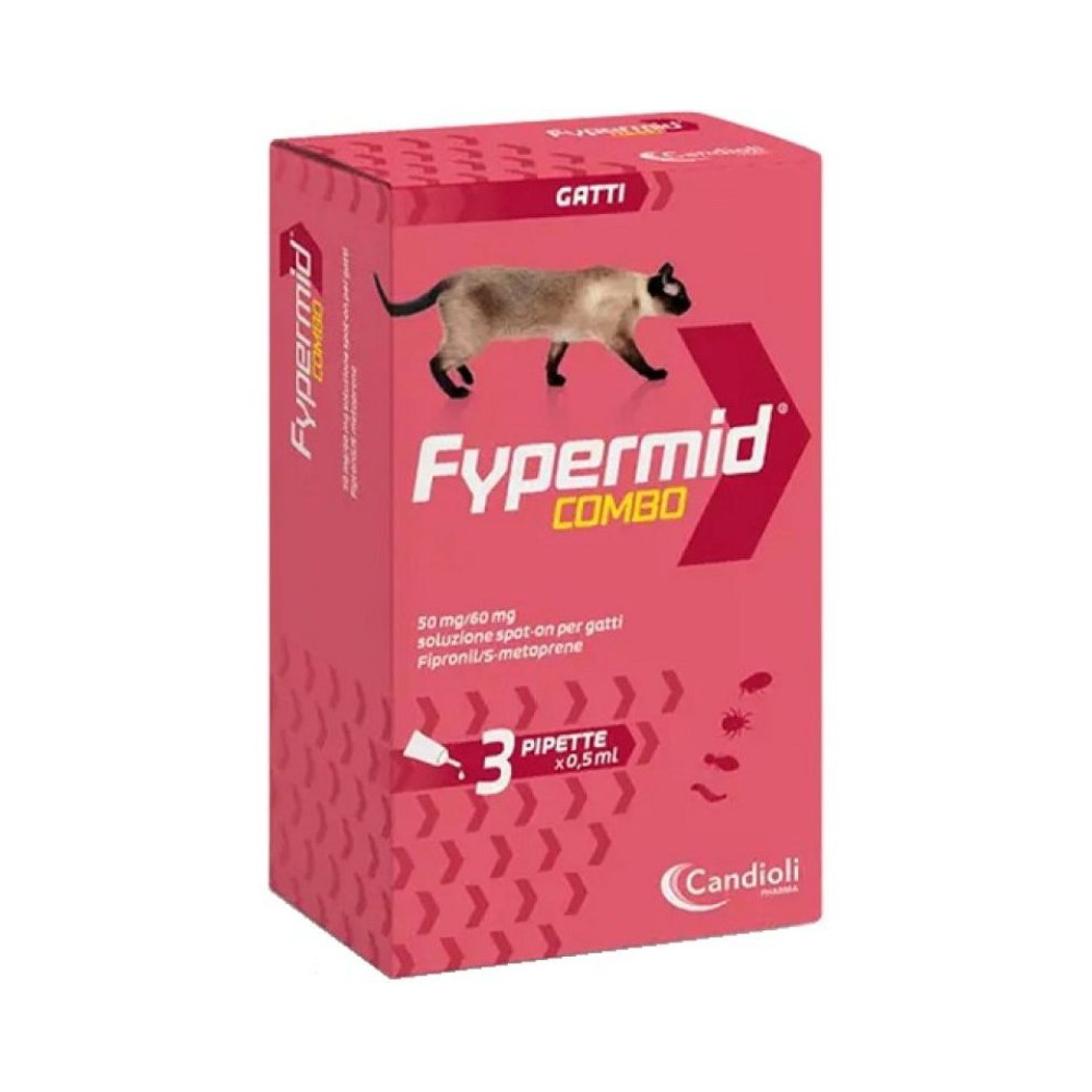 Candioli Fypermid Combo per Gatti - Antiparassitario Spot-On contro Pulci, Zecche e Pidocchi - 3 Pipette