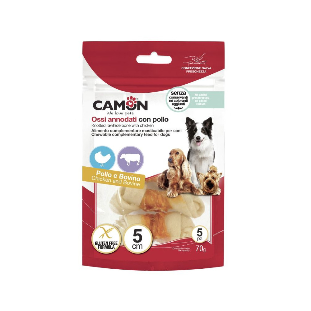 Camon Ossi Annodati - Pelle Bovina con Pollo - 120 g | 1 pz