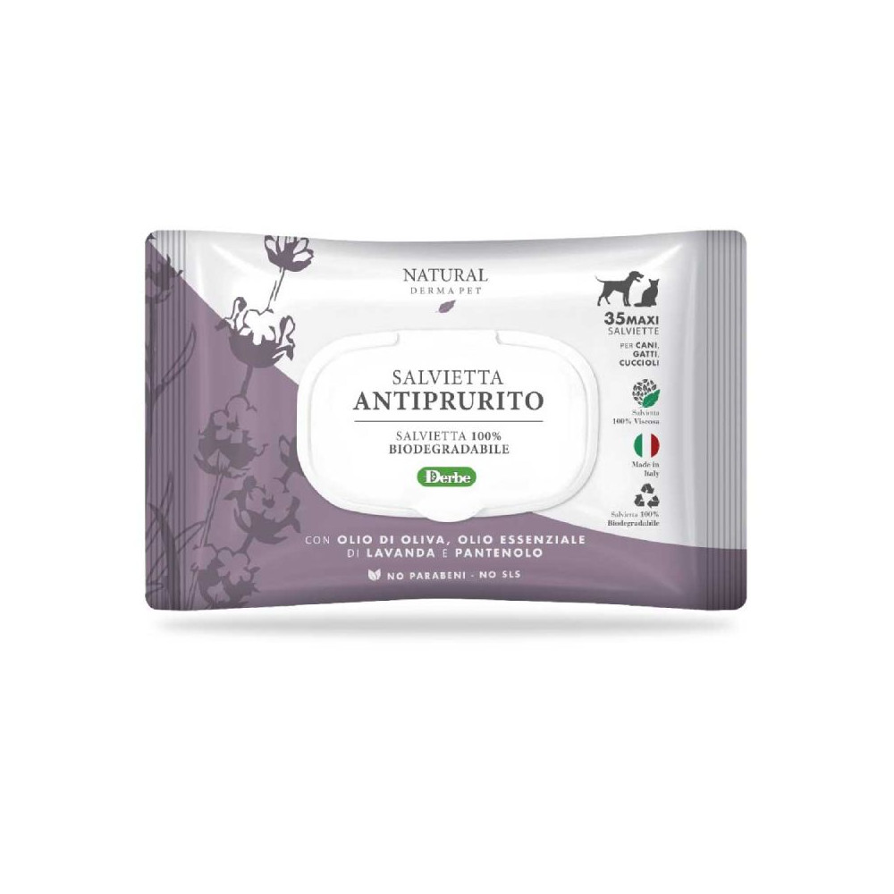 NATURAL DERMA PET SALVIETTE FUNZIONALI ANTIPRURITO formato da 35 salviette