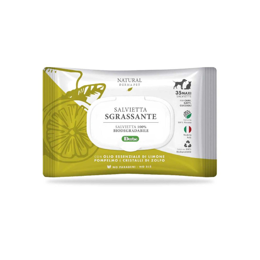 NATURAL DERMA PET SALVIETTE FUNZIONALI SGRASSANTI formato da 35 salviette