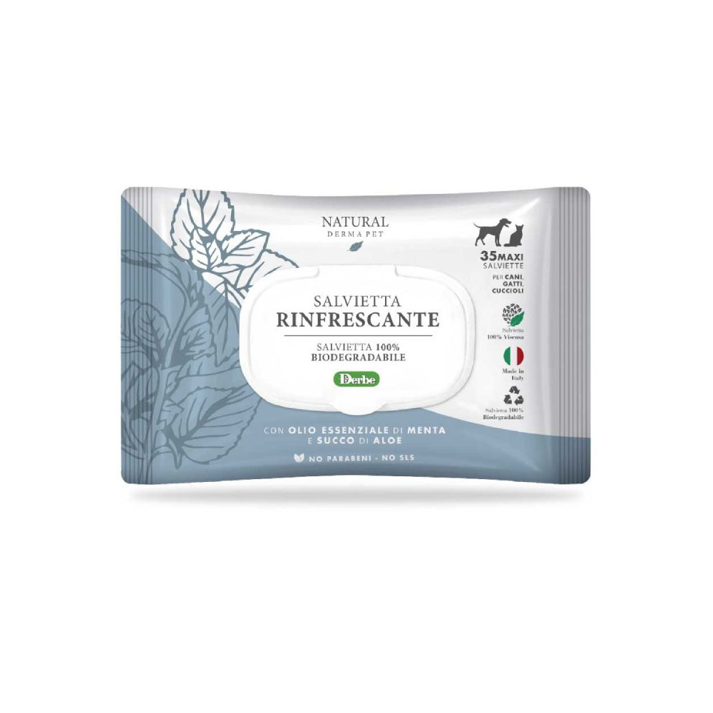 NATURAL DERMA PET SALVIETTE FUNZIONALI RINFRESCANTI formato da 35 salviette