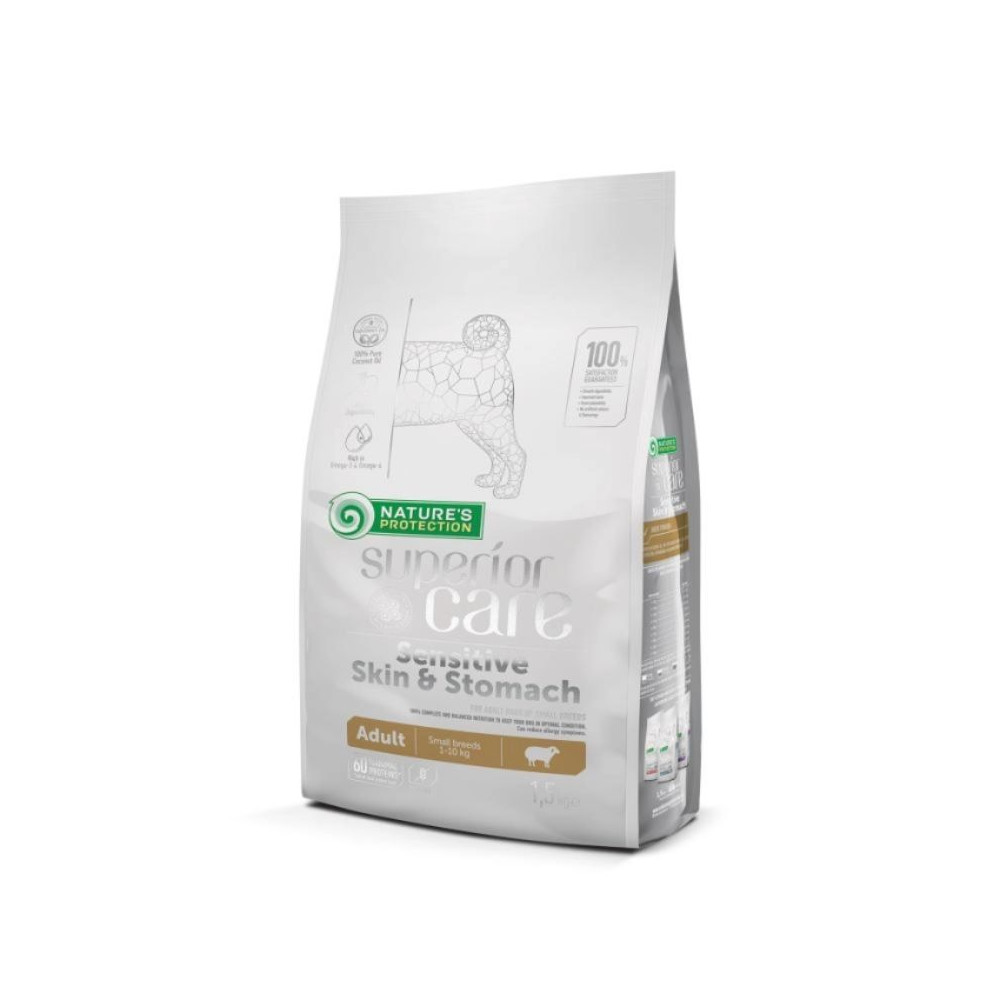 Nature's Protection Superior Care Sensitive Skin&Stomach GF Dog Adult Small Breeds - Agnello - 1,5 kg