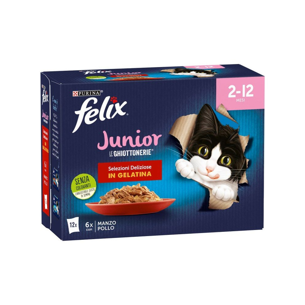 PURINA FELIX le Ghiottonerie Junior con manzo & pollo confezione da 12 x 85g