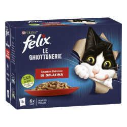 PURINA FELIX Le Ghiottonerie Selezioni Deliziose con manzo & pollo confezione da 12 x 85g