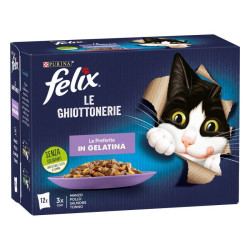 PURINA FELIX Ghiottonerie Le Preferite - (Manzo/Pollo/Salmone/Tonno) 12 x 85g